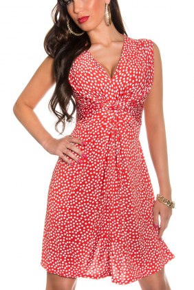 Rochie cu buline Kamy Red din Colectia de SCOASE DIN STOC