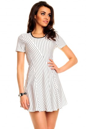 Rochie retro Cher White-Black din Colectia de SCOASE DIN STOC