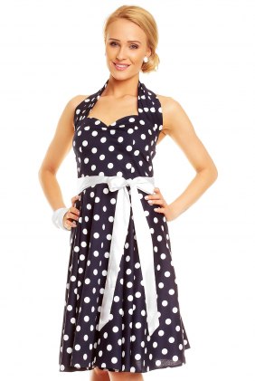 Rochie cu buline Dark Blue-White din Colectia de SCOASE DIN STOC