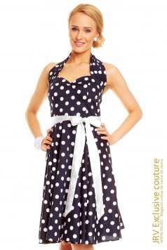 Rochie cu buline Dark Blue-White - Magazin online haine de dama Fashion