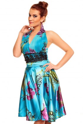 Rochie Baby Doll Flower Turquoise din Colectia de SCOASE DIN STOC