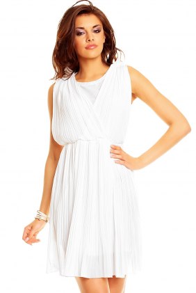 Rochie plisata Sya White din Colectia de SCOASE DIN STOC