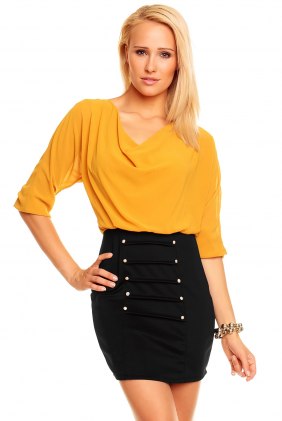 Rochie office Mody Mustard din Colectia de SCOASE DIN STOC