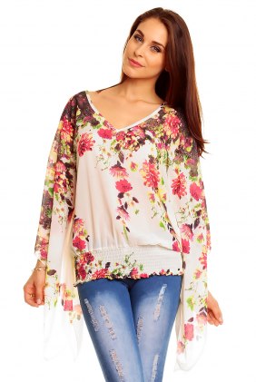 Bluza Flower Crem din Colectia de SCOASE DIN STOC
