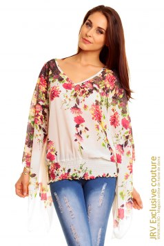 Bluza Flower Crem - Magazin online haine de dama Fashion