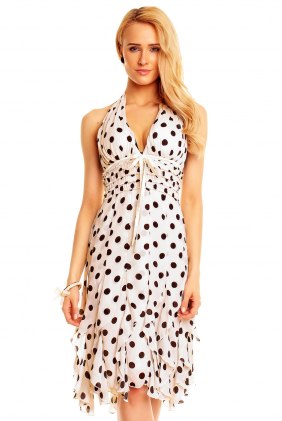 Rochie cu buline Dany White din Colectia de SCOASE DIN STOC