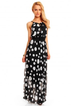 Rochie cu buline Yra Black-White din Colectia de SCOASE DIN STOC