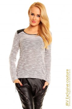 DE VARA - Bluza Orianna Grey-White Bluza Orianna Grey-White - Magazin online haine de dama Fashion