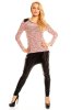 DE VARA - Bluza Orianna Bordeaux-White