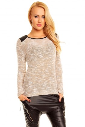 Bluza Orianna Beige-White din Colectia de DE VARA