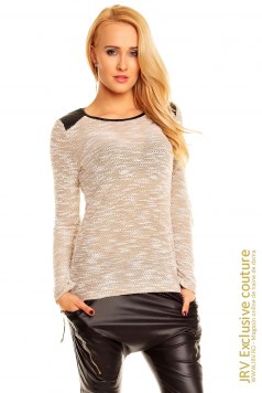 Bluza Orianna Beige-White - Magazin online haine de dama Fashion