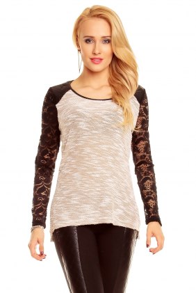 Bluza Darby Beige-White din Colectia de DE VARA