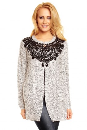 Cardigan Isla Creme-Black din Colectia de DE VARA