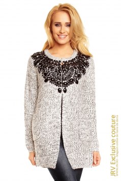 Cardigan Isla Creme-Black - Magazin online haine de dama Fashion