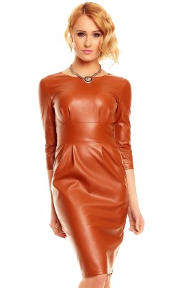 Rochie din Piele Celia Caramel din Colectia de SCOASE DIN STOC