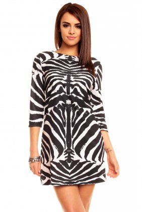 Rochie de zi Unique Black-White din Colectia de SCOASE DIN STOC