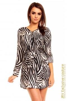 Rochie de zi Zebra Creme-Black - Magazin online haine de dama Fashion