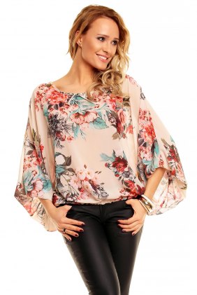 Bluza Chic Beige-Turquoise din Colectia de SCOASE DIN STOC