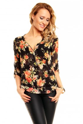 Bluza Flower Black-Orange din Colectia de SCOASE DIN STOC