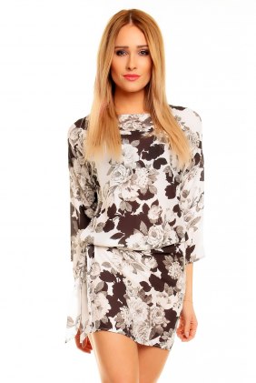 Rochie de zi Grey Flower din Colectia de SCOASE DIN STOC