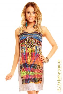 Rochie de zi My Grey-Blue-Red-Yellow - Magazin online haine de dama Fashion