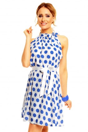 Rochie cu buline Alma Blue din Colectia de SCOASE DIN STOC