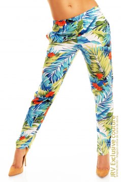 Pantaloni Sweet Turquoise-White-Green - Magazin online haine de dama Fashion