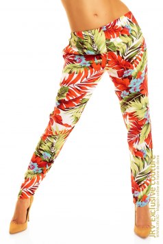 Pantaloni Sweet Orange-White-Green - Magazin online haine de dama Fashion