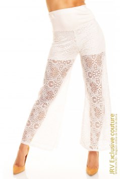 Pantaloni Lacy White - Magazin online haine de dama Fashion
