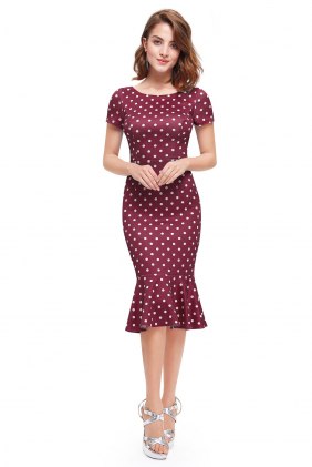 Rochie cu buline Kristine Burgundi din Colectia de ROCHII RETRO
