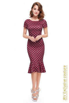 Rochie cu buline Kristine Burgundi - Magazin online haine de dama Fashion