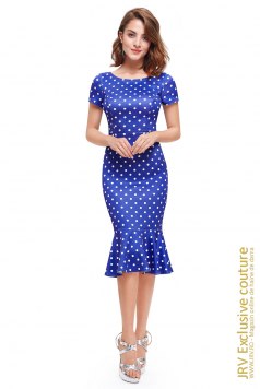 Rochie cu buline Kristine Blue - Magazin online haine de dama Fashion