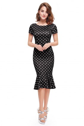 Rochie cu buline Kristine Black din Colectia de ROCHII RETRO