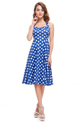 Rochie cu buline Naya Blue din Colectia de ROCHII RETRO