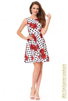 Rochie cocktail Jane White-Red - Magazin online haine de dama Fashion