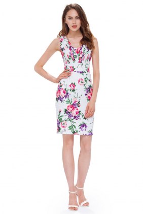 Rochie cocktail Erleen White Pink din Colectia de ROCHII RETRO