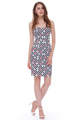 Rochie retro Jeanne White Black din Colectia de ROCHII RETRO