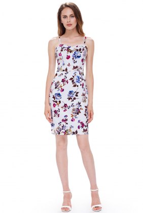 Rochie retro Jeanne White Purple din Colectia de ROCHII RETRO