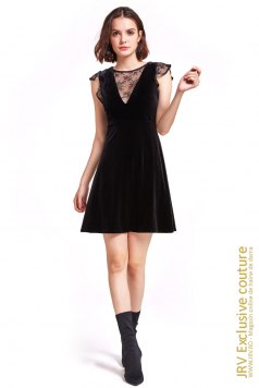 Rochie retro din catifea Hadiya Black - Magazin online haine de dama Fashion