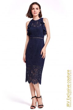 Rochie retro din dantela Marwan Blue - Magazin online haine de dama Fashion