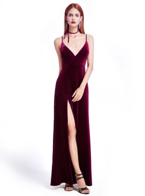 Rochie de catifea Sedryne Burgundi din Colectia de ROCHII DE SEARA