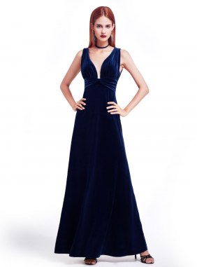 Rochie de catifea Manzar Dark Blue din Colectia de ROCHII DE SEARA