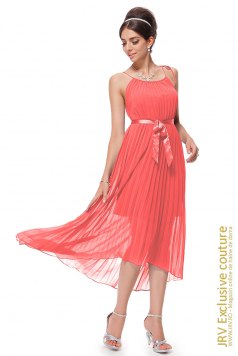 Rochie plisata Tahyna Coral - Magazin online haine de dama Fashion