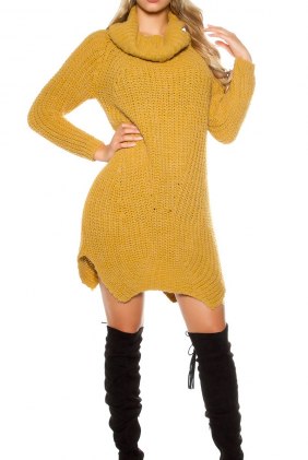 Rochie tricot Wafa Mustard din Colectia de ROCHII TRICOT