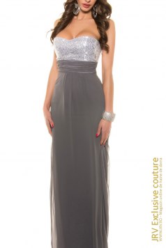 Rochie eleganta din voal si paiete Antracit - Magazin online haine de dama Fashion