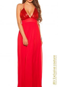 Rochie eleganta din voal si paiete Kym Red - Magazin online haine de dama Fashion