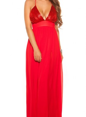 Rochie eleganta din voal si paiete Kym Red din Colectia de ROCHII DE SEARA