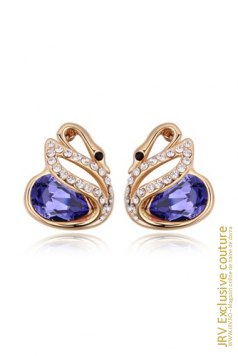 Cercei Twin Swans Purple - Magazin online haine de dama Fashion