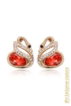 Cercei Twin Swans Red - Magazin online haine de dama Fashion