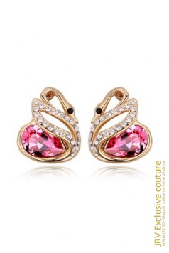 Cercei Twin Swans Rose - Magazin online haine de dama Fashion